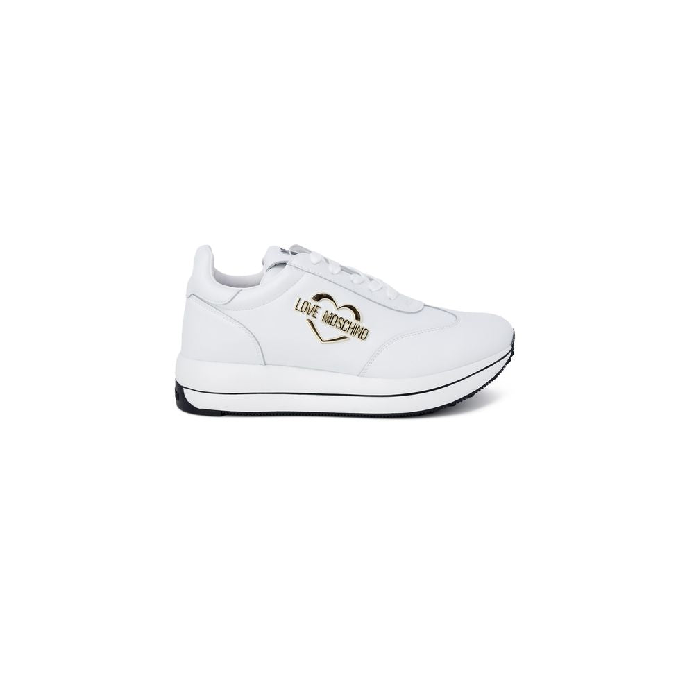 Love Moschino White Leather Low Top Sneakers - Luxe Marca