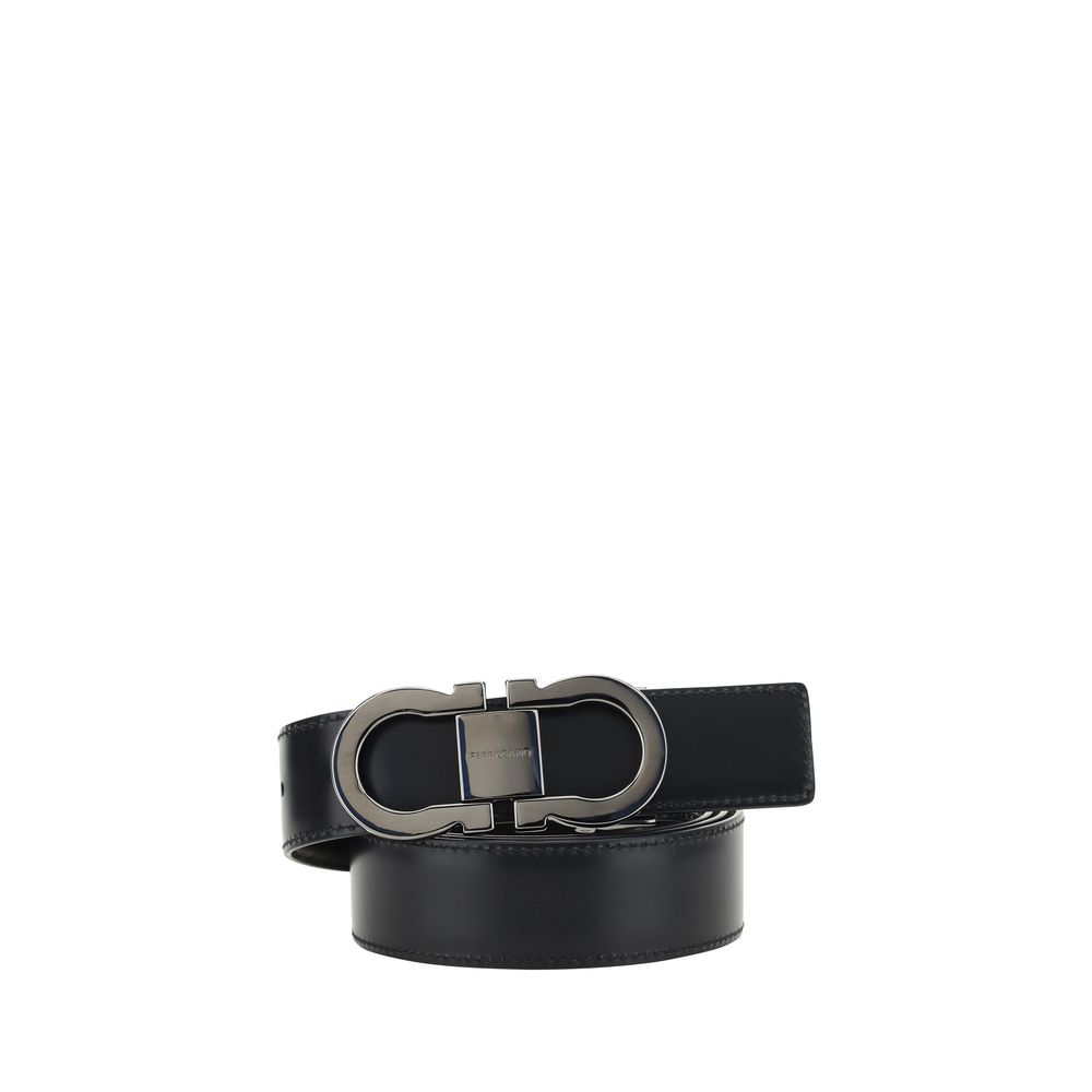 Ferragamo Black Calf Leather Bos Taurus Regular Belt - Luxe Marca