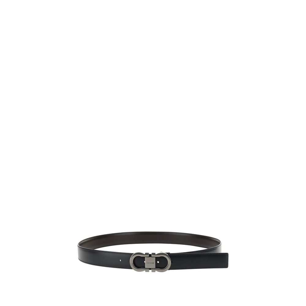 Ferragamo Black Calf Leather Bos Taurus Regular Belt - Luxe Marca