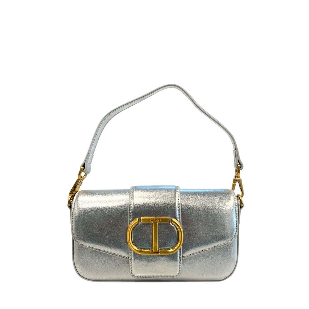 Twinset Silver PU Women Shoulder Bag - Luxe Marca