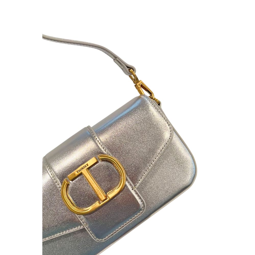Twinset Silver PU Women Shoulder Bag - Luxe Marca