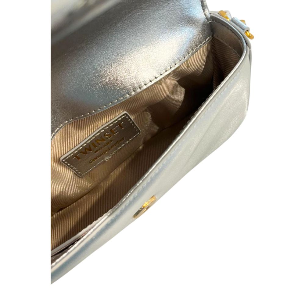 Twinset Silver PU Women Shoulder Bag - Luxe Marca