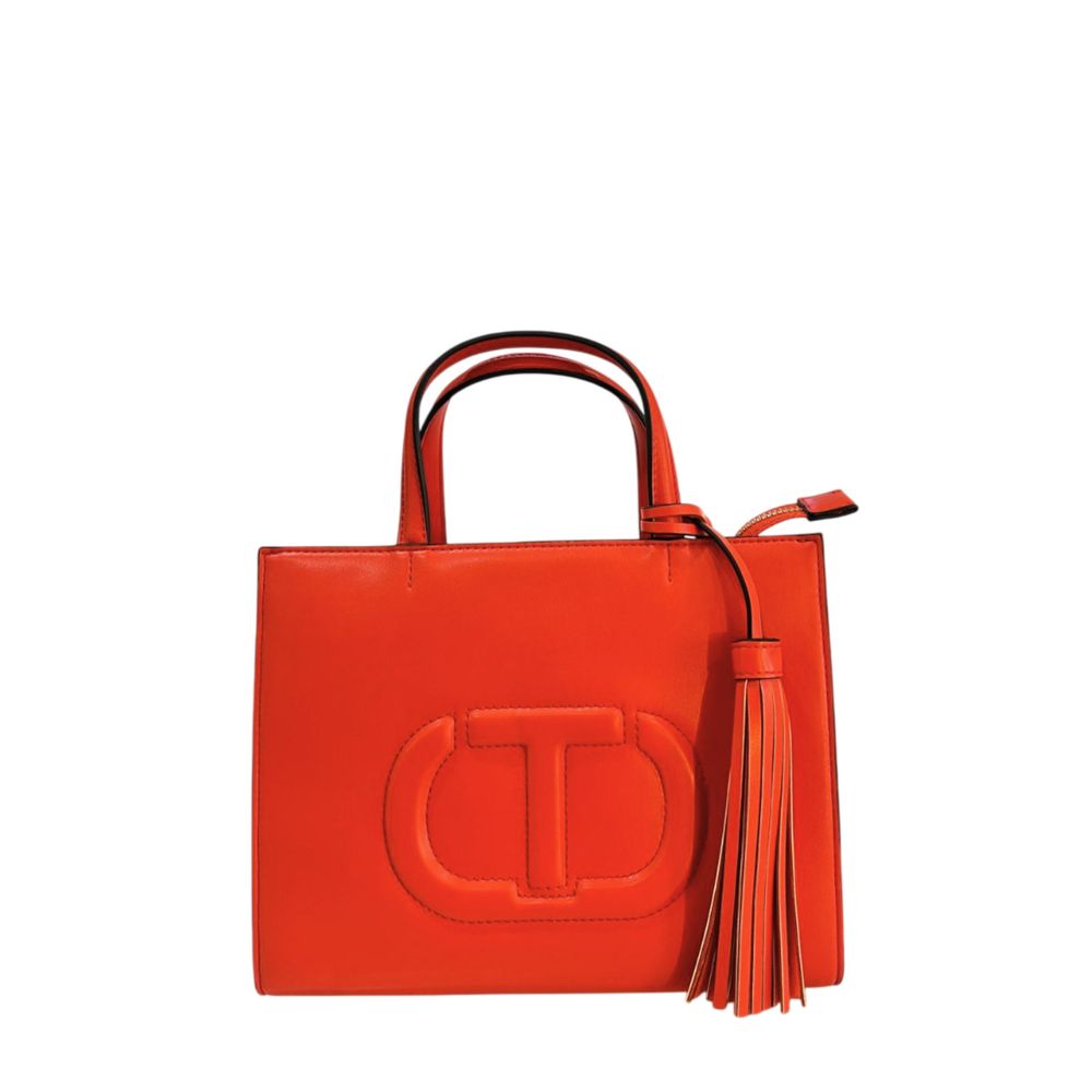 Twinset Orange Faux Leather Women Handbag - Luxe Marca