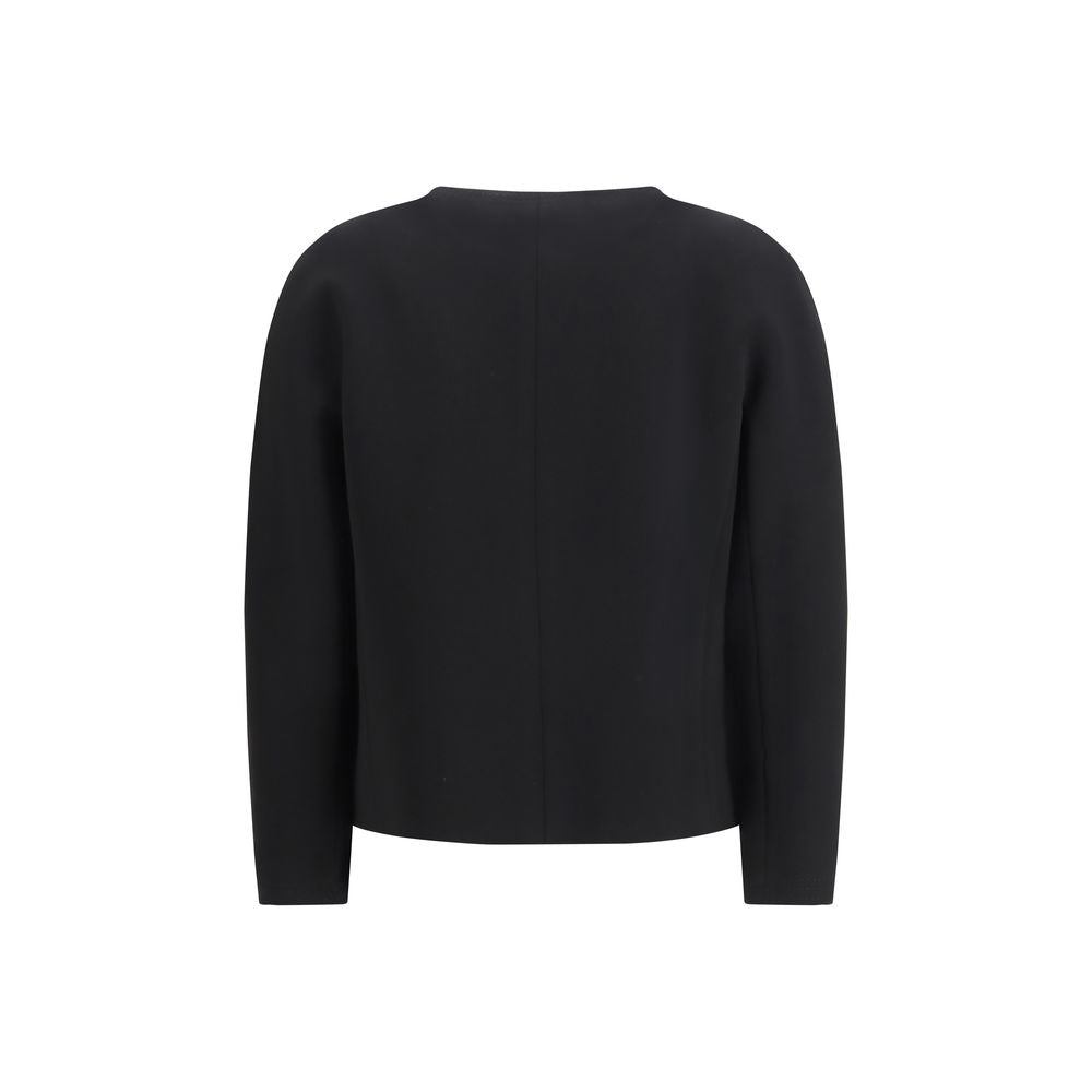 Max Mara Black Triacetate Full-Length Jacket - Luxe Marca