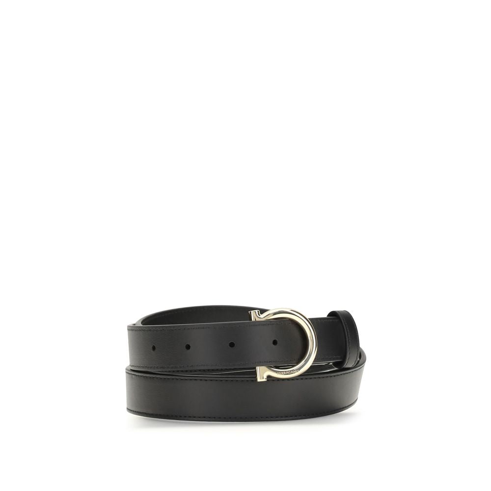 Ferragamo Black Calf Leather Bos Taurus Regular Belt - Luxe Marca