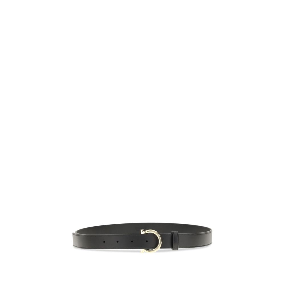 Ferragamo Black Calf Leather Bos Taurus Regular Belt - Luxe Marca