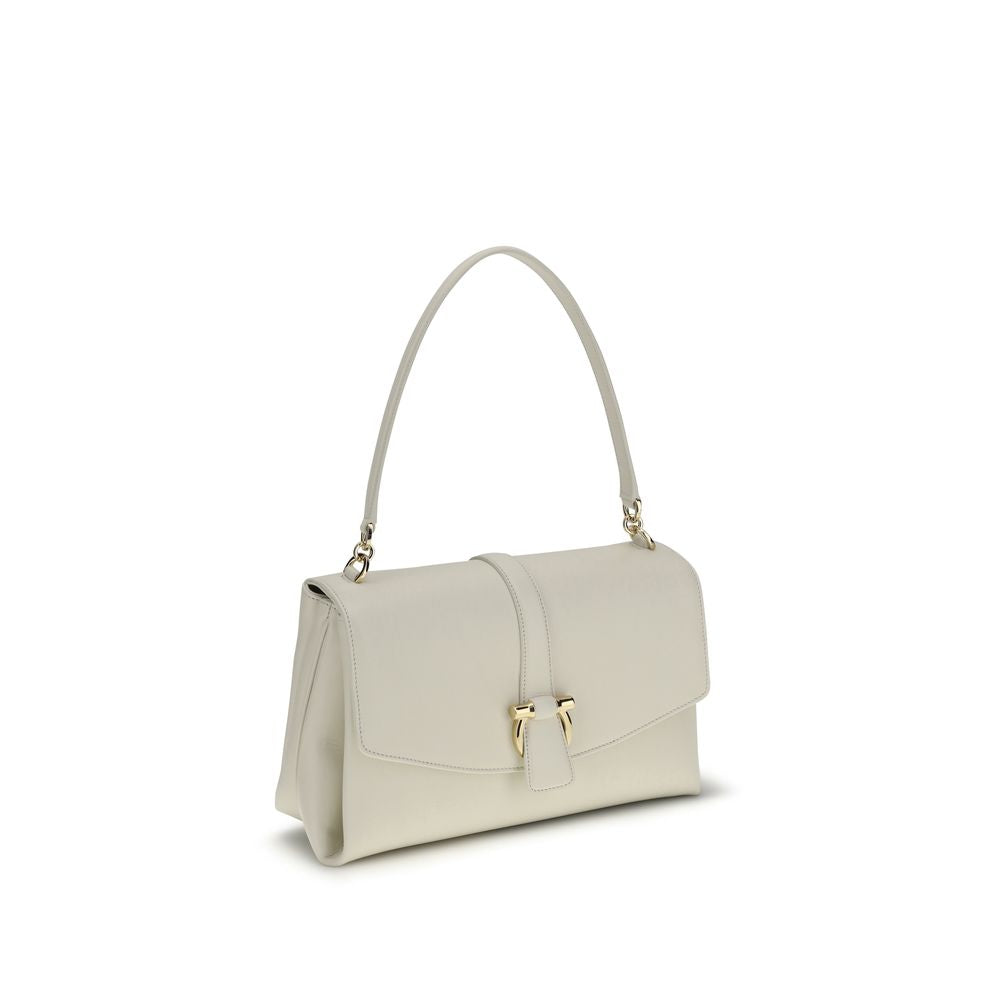 Ferragamo White Calf Leather Bos Taurus Shoulder Bag - Luxe Marca
