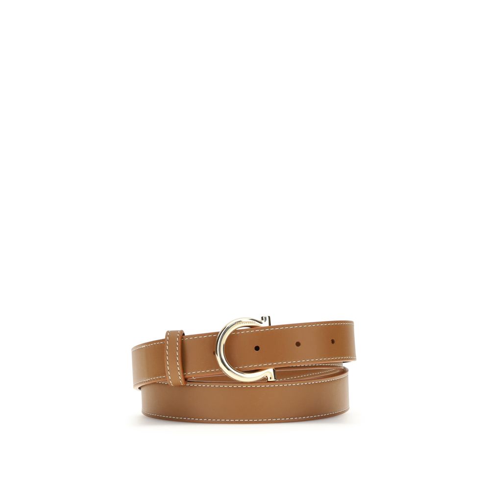 Ferragamo Beige Calf Leather Bos Taurus Regular Belt - Luxe Marca