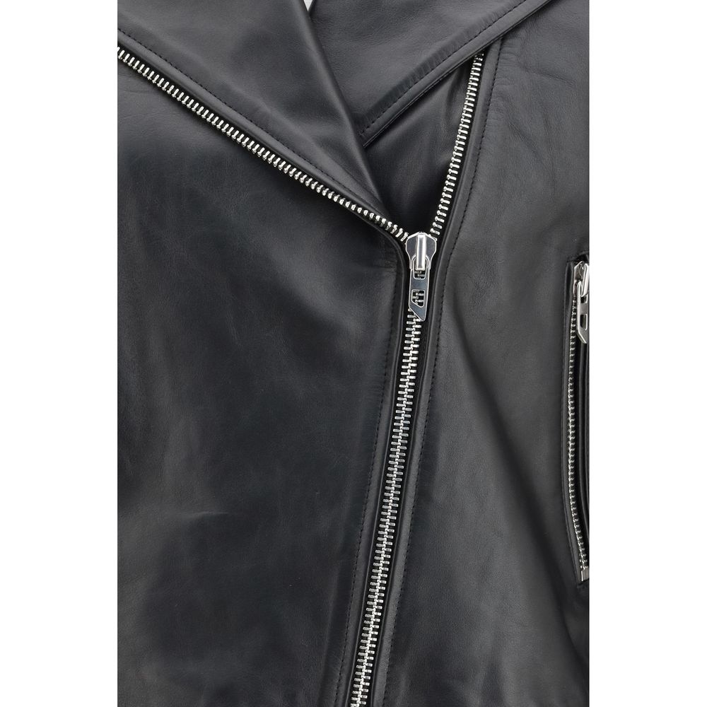 Diesel Black Leather Jacket - Luxe Marca