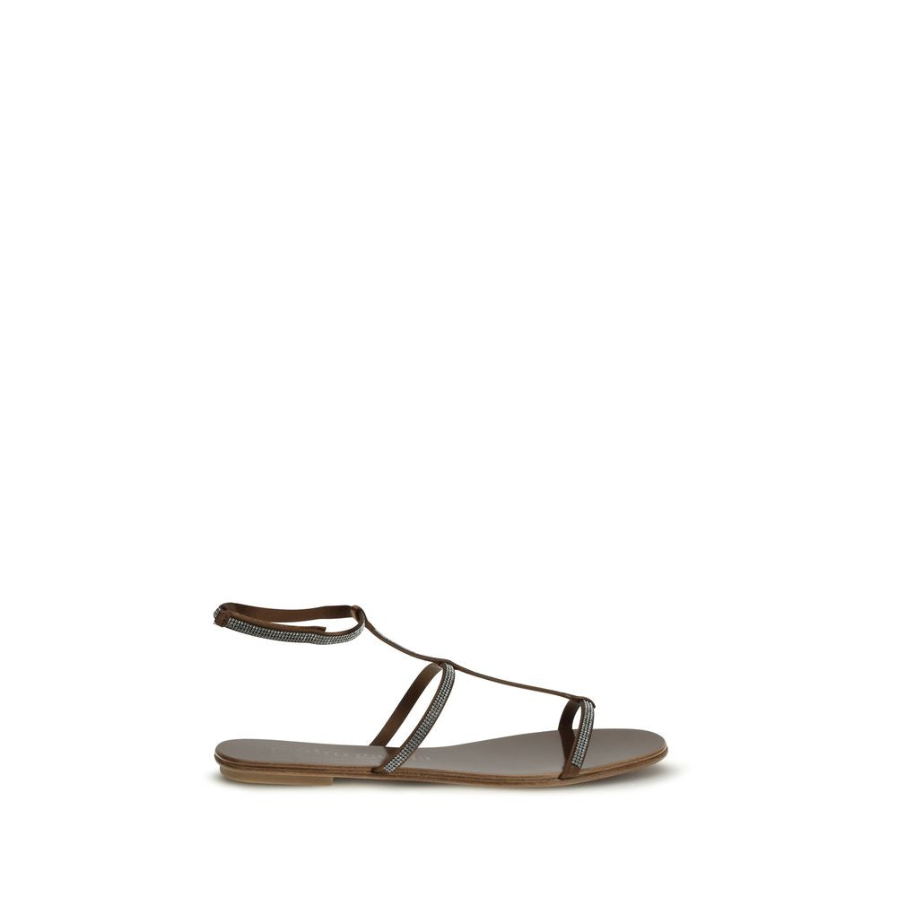 Pedro García Brown Calf Leather Bos Taurus Strap-On Sandals - Luxe Marca