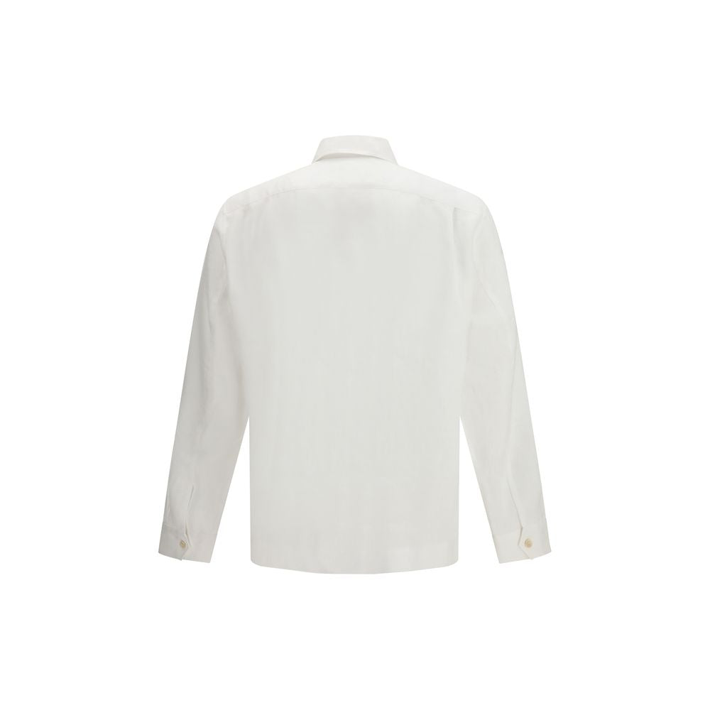 Brunello Cucinelli White Linen Dress Shirt - Luxe Marca