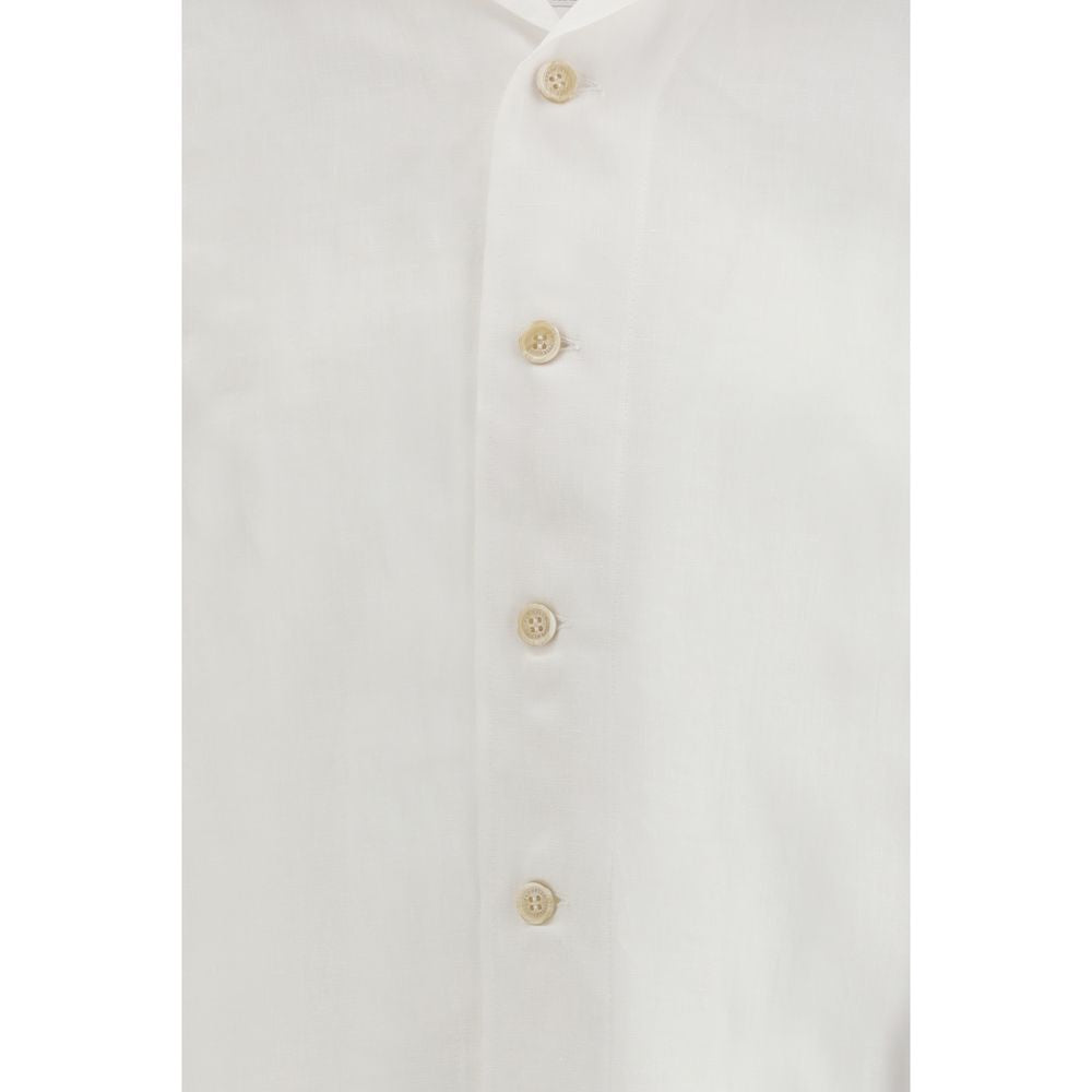 Brunello Cucinelli White Linen Dress Shirt - Luxe Marca
