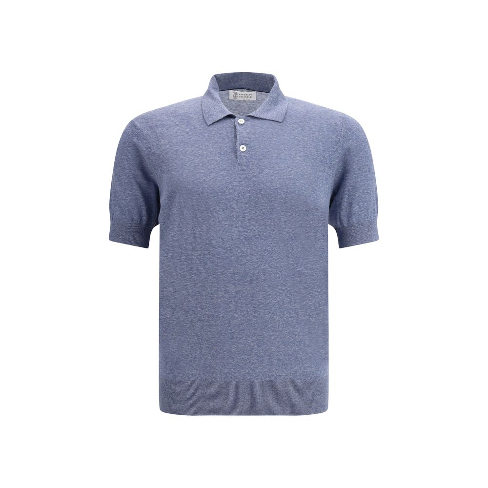 Brunello Cucinelli Blue Linen Polo Shirt - Luxe Marca