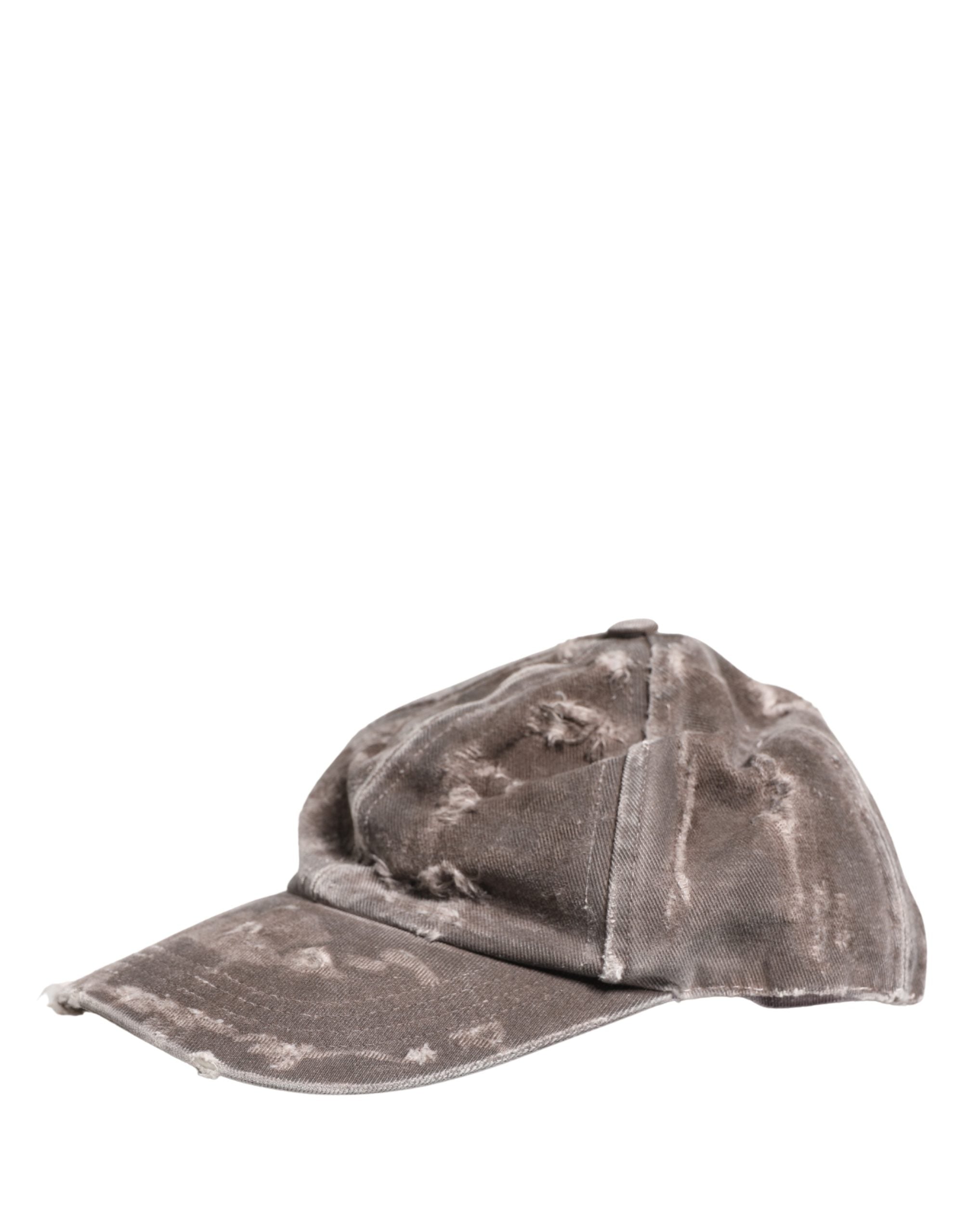 Dolce & Gabbana Men Brown Cotton Distressed Baseball Capello Hat