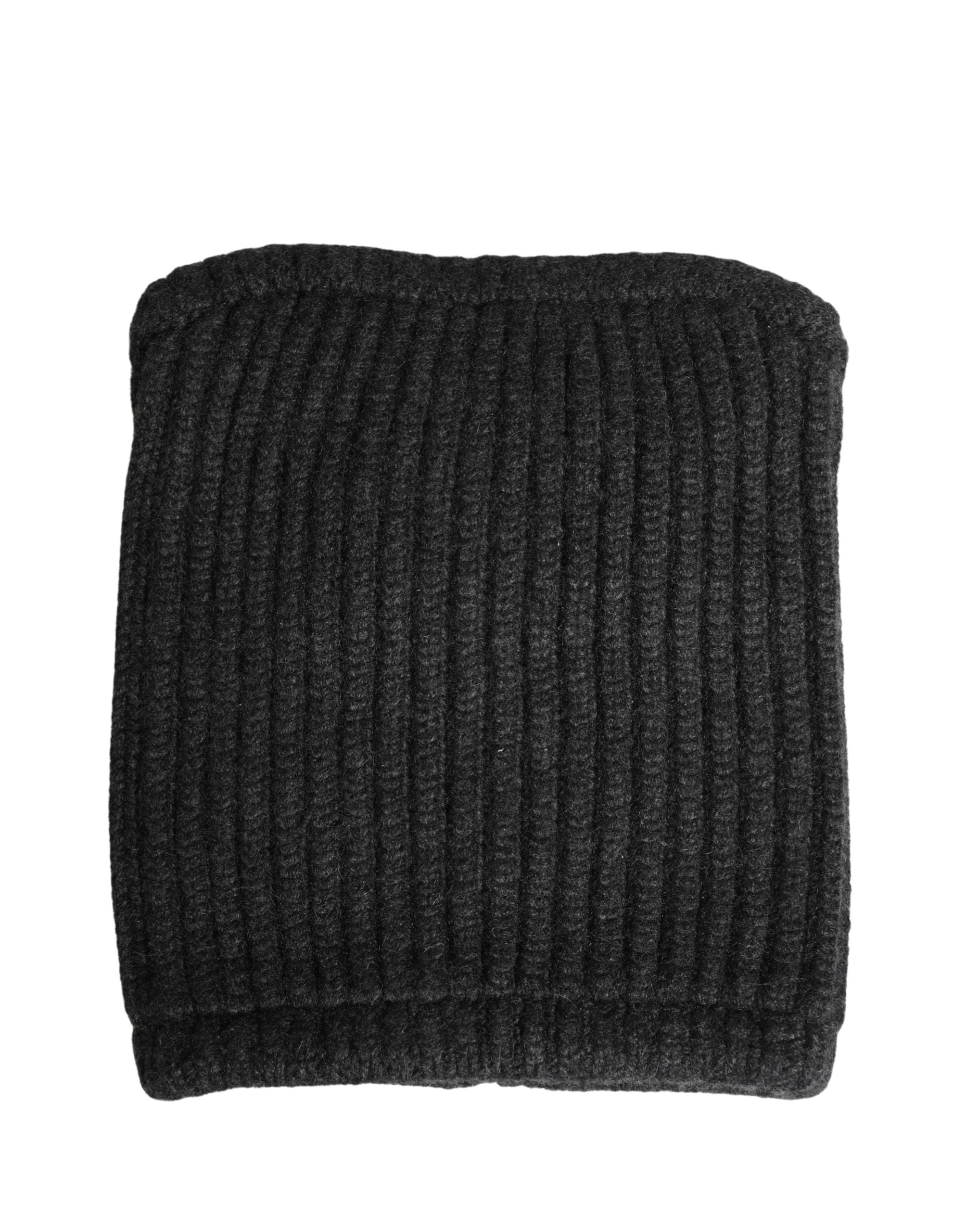 Dolce & Gabbana Black Cashmere Knitted Men Winter Neck Warmer Hat - Luxe Marca