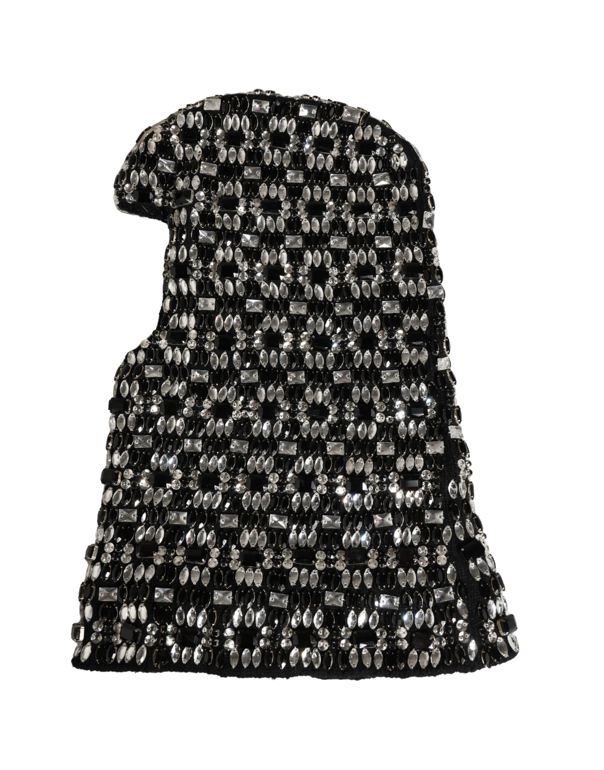 Dolce & Gabbana Black Wool Crystal Embellished Balaclava Hat