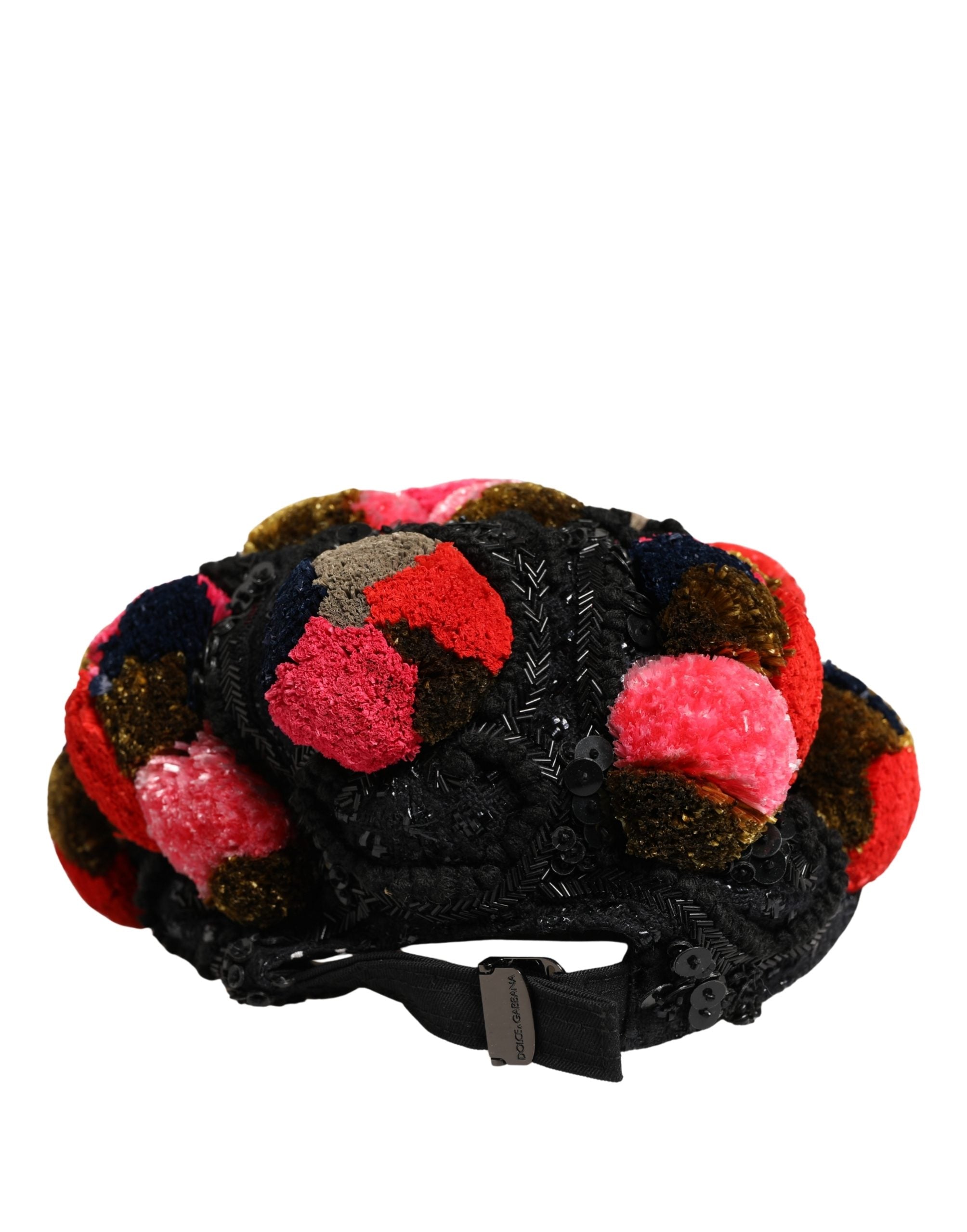 Dolce & Gabbana Multicolor Pom Poms Sequin Embellishment Hat