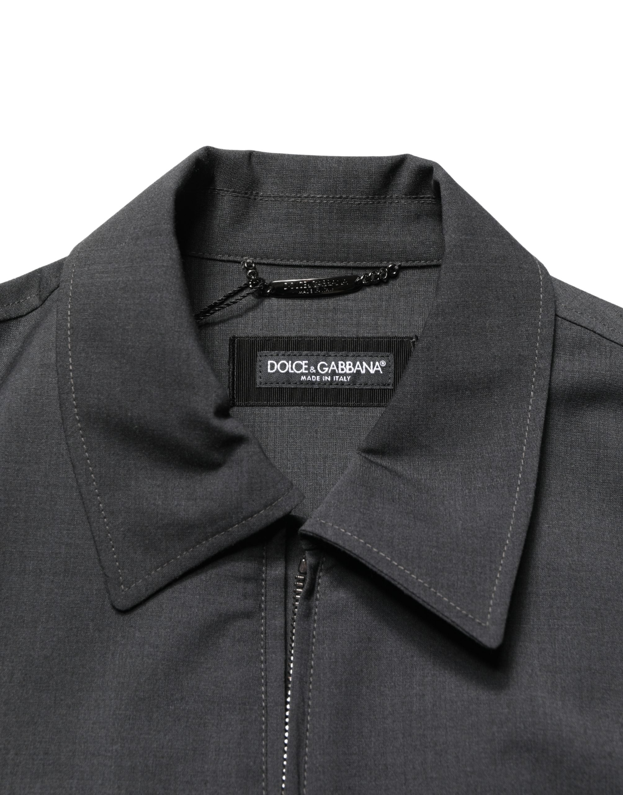 Dolce & Gabbana Black Wool Logo Full Zip Men Bomber Jacket