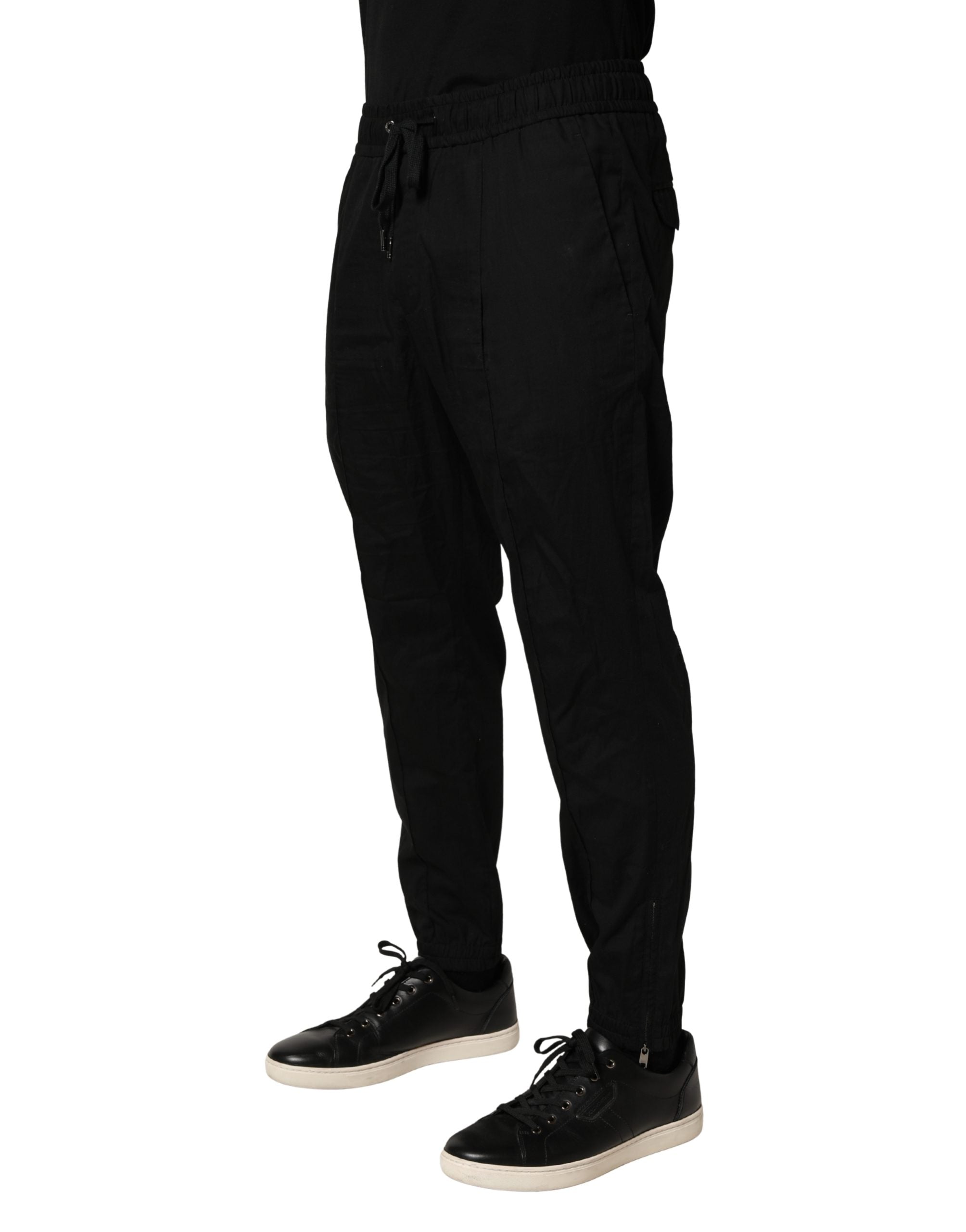 Dolce & Gabbana Black Cotton Skinny Men Jogger Trouser Pants