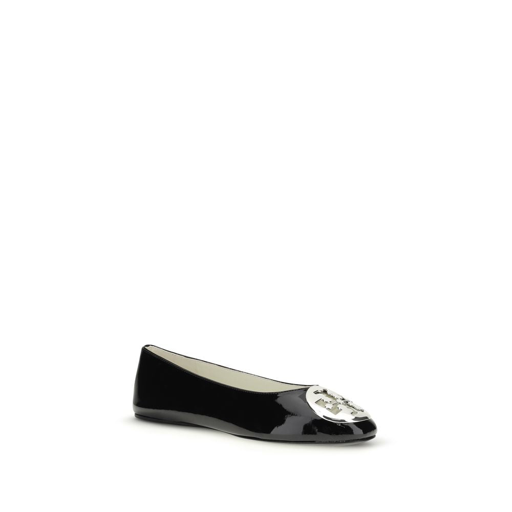 Tory Burch Black Calf Leather Bos Taurus Ballet Flats - Luxe Marca