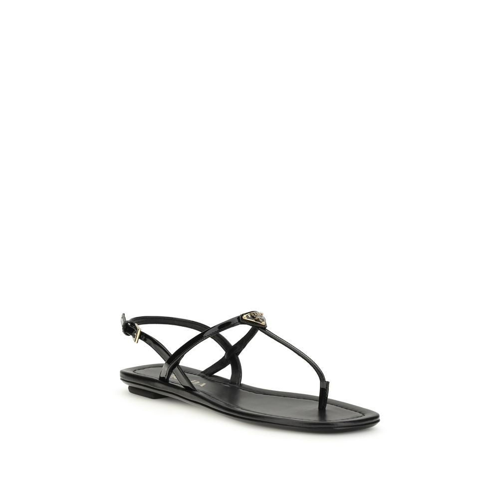 Prada Black Calf Leather Bos Taurus Flip-Flop Sandals - Luxe Marca