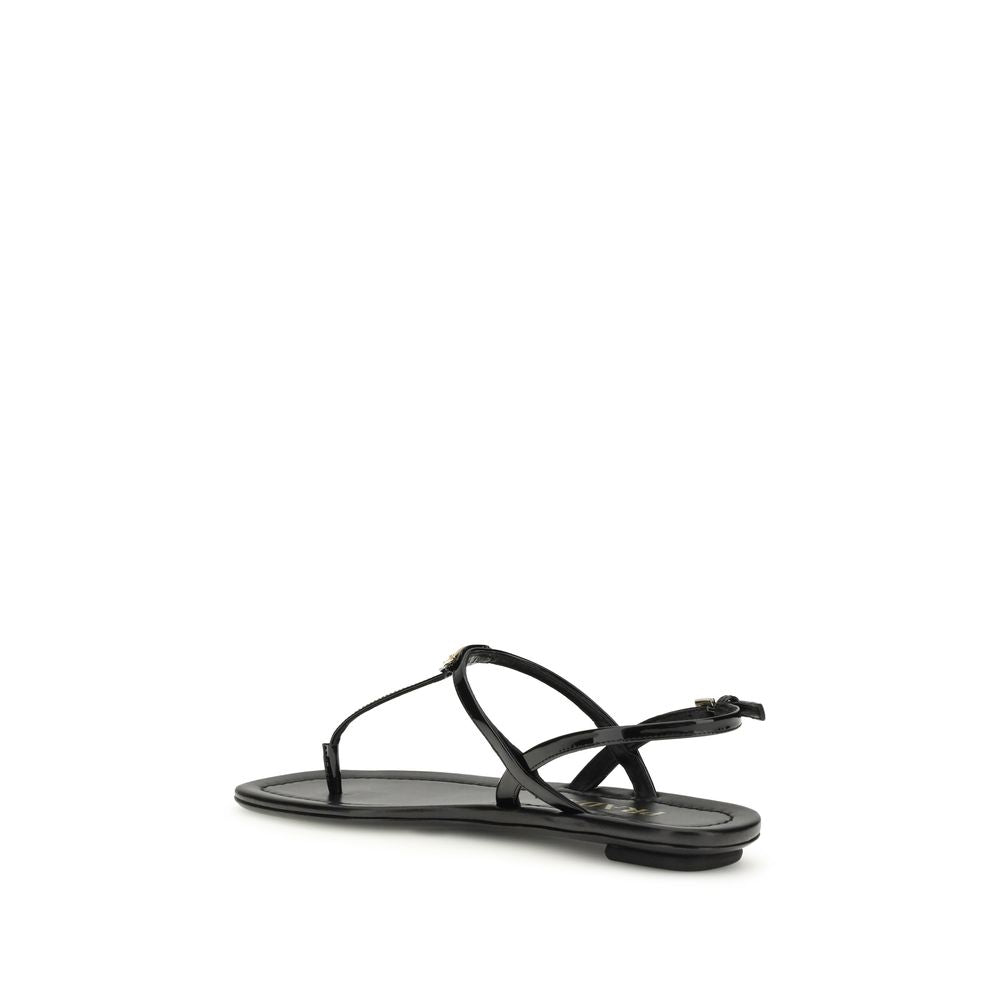 Prada Black Calf Leather Bos Taurus Flip-Flop Sandals - Luxe Marca