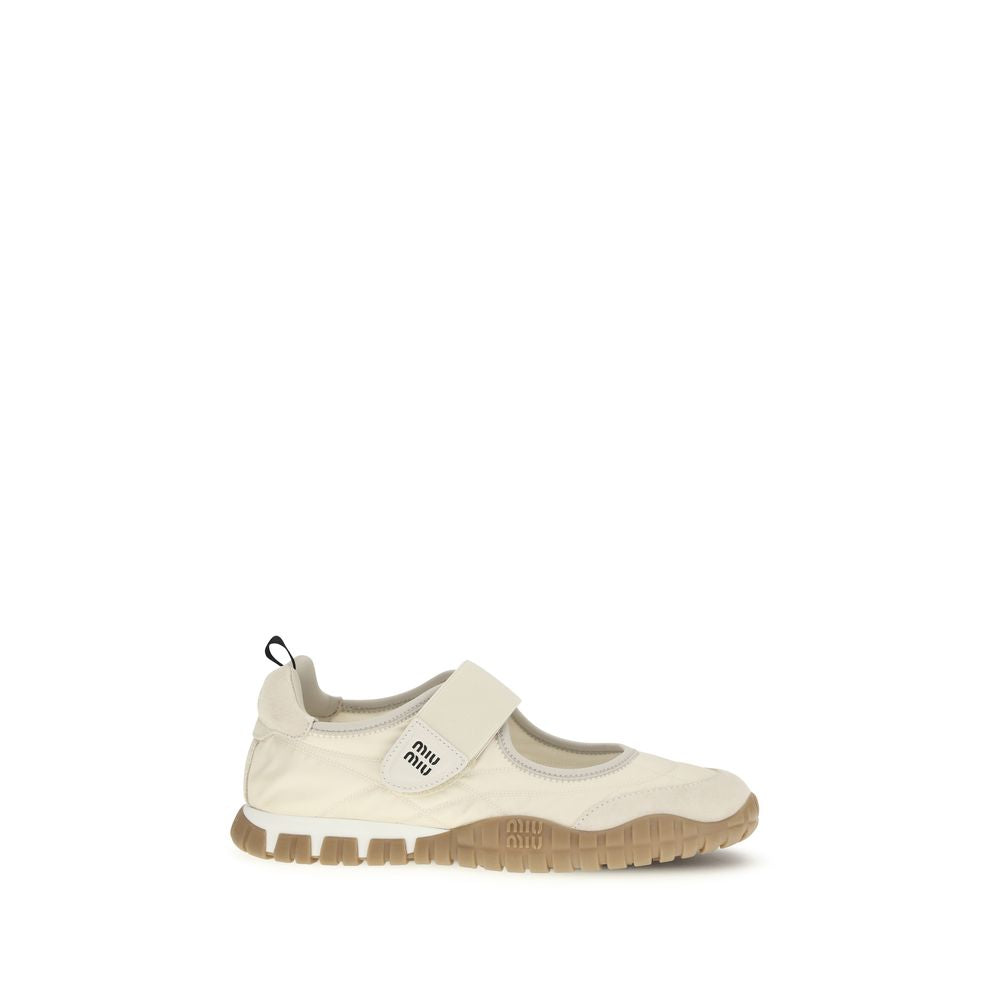 Miu Miu Beige Recycled Polyamide Ballet Flats - Luxe Marca