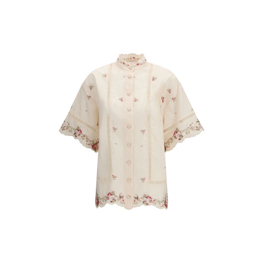 Zimmermann Beige Linen Pattern Shirt - Luxe Marca