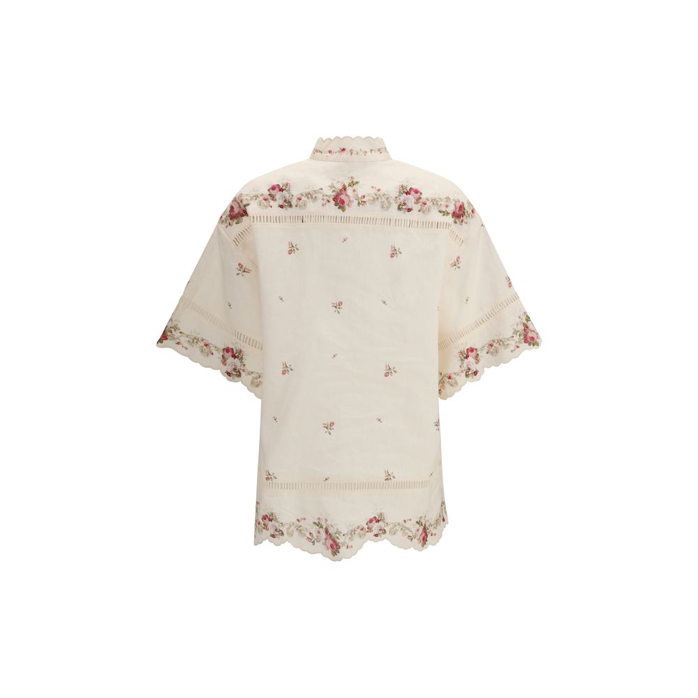 Zimmermann Beige Linen Pattern Shirt - Luxe Marca