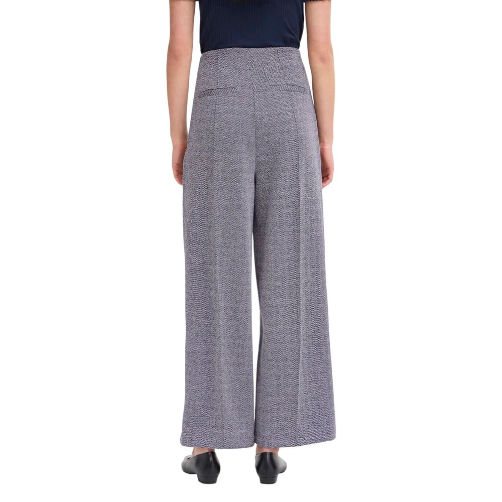 ICHI Blue Polyester Casual Pants - Luxe Marca
