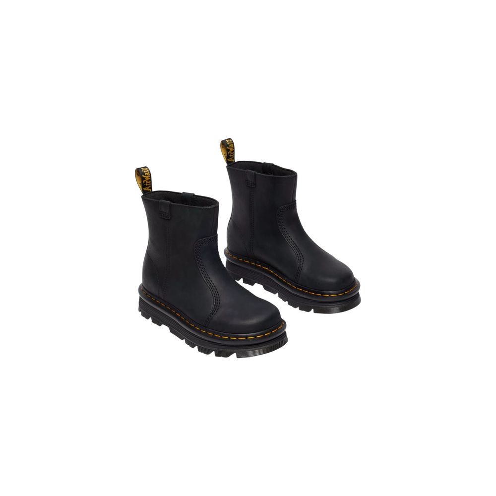 حذاء دكتور مارتنز الأسود الجلدي للكاحل