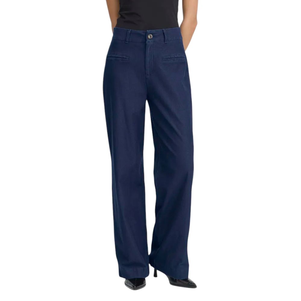 ICHI Blue Cotton Casual Pants