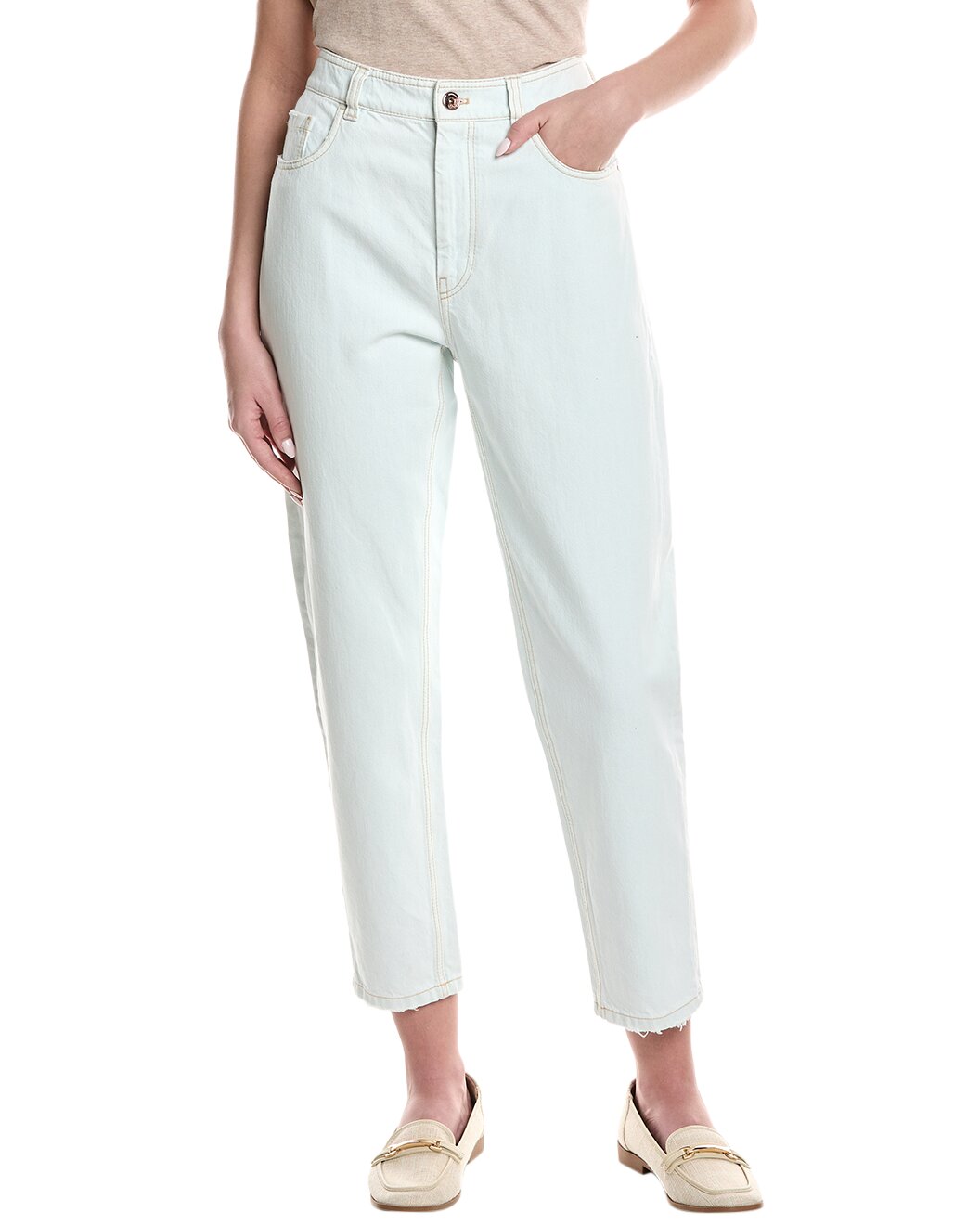 Brunello Cucinelli Blue Cotton High-Waisted Jean