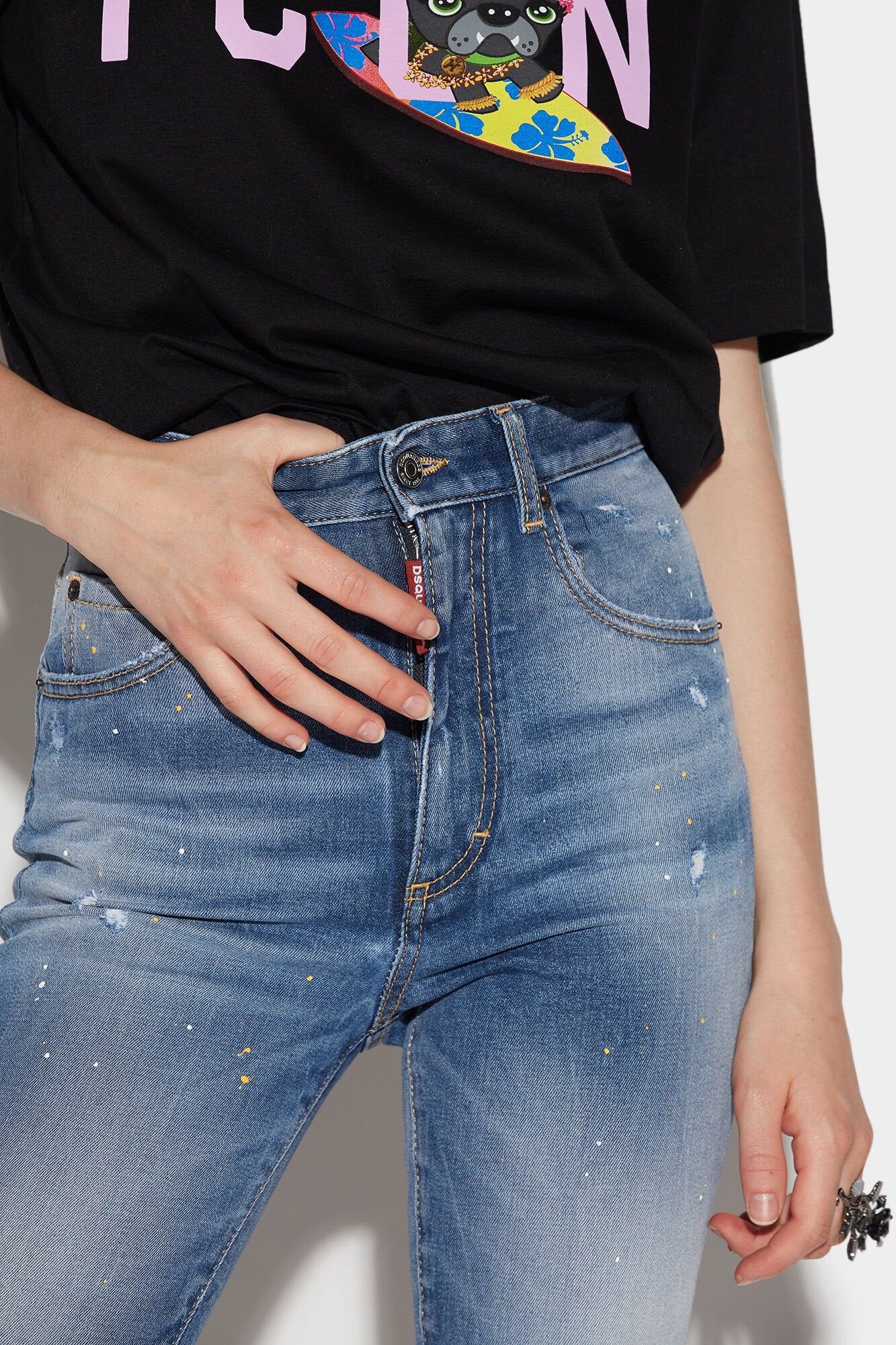 Dsquared² Navy Blue Fibres High-Waisted Jean