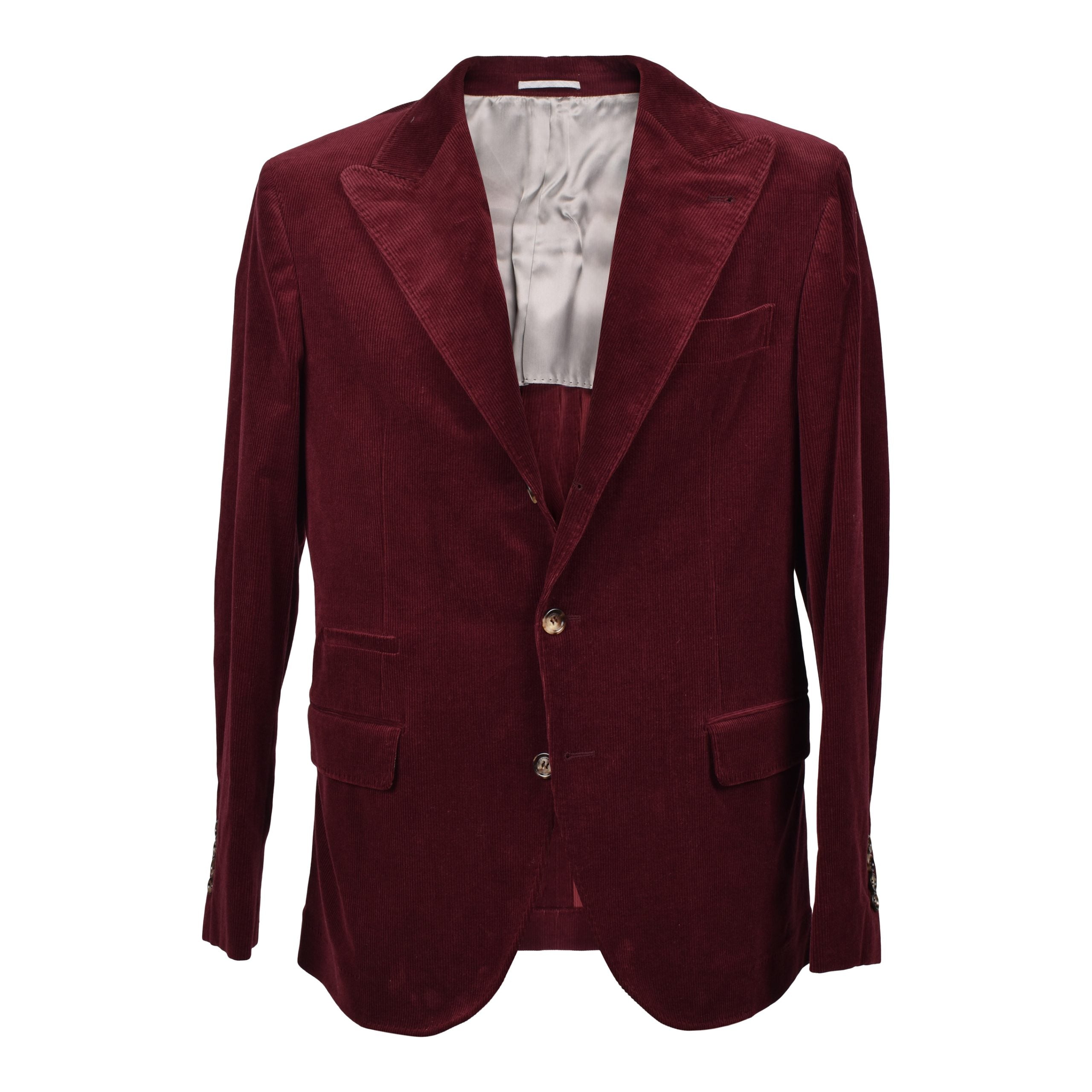 Brunello Cucinelli Burgundy Cotton Blazer
