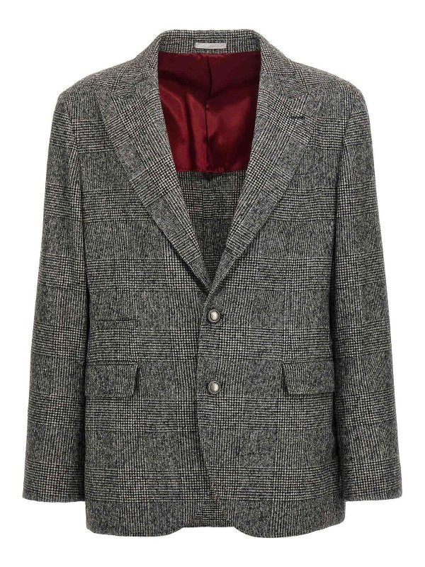 Brunello Cucinelli Gray Leather Blazer