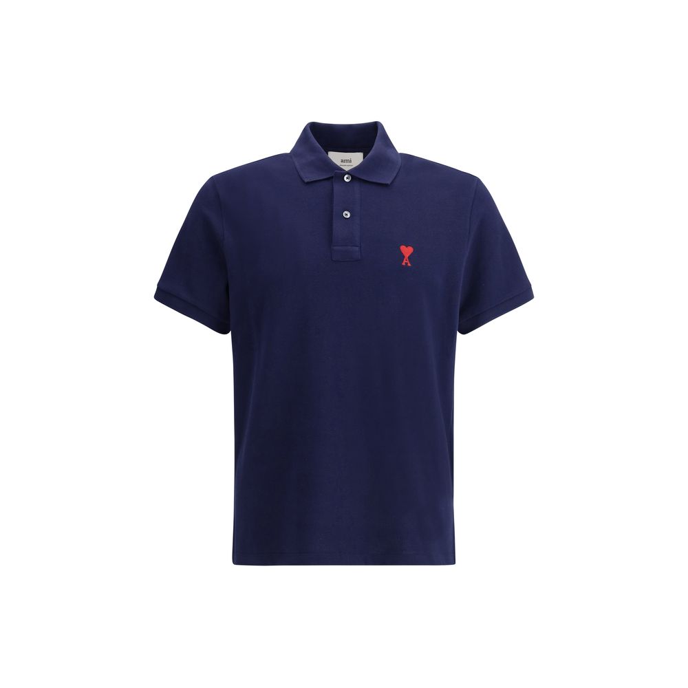 Ami Paris Blue Cotton Polo Shirt