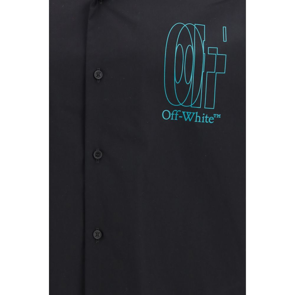 قميص قطني أسود بأكمام قصيرة من أوف وايت