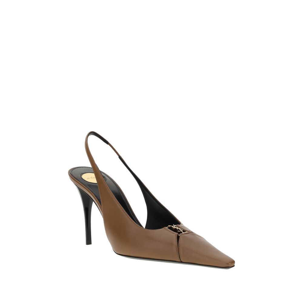 Saint Laurent Brown Calf Leather Bos Taurus High Heel Pumps