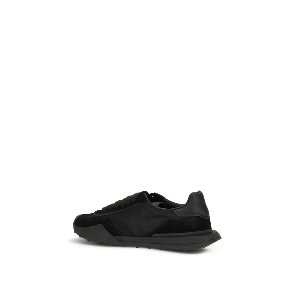 Dolce & Gabbana Black Calf Leather Bos Taurus Athletic Sneakers