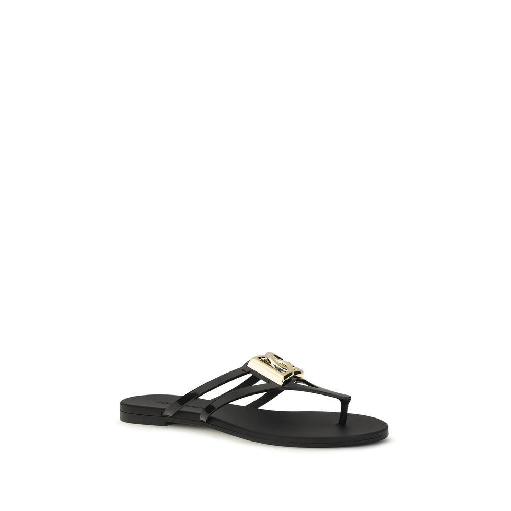 Dolce & Gabbana Black Rubber Strap-On Sandals