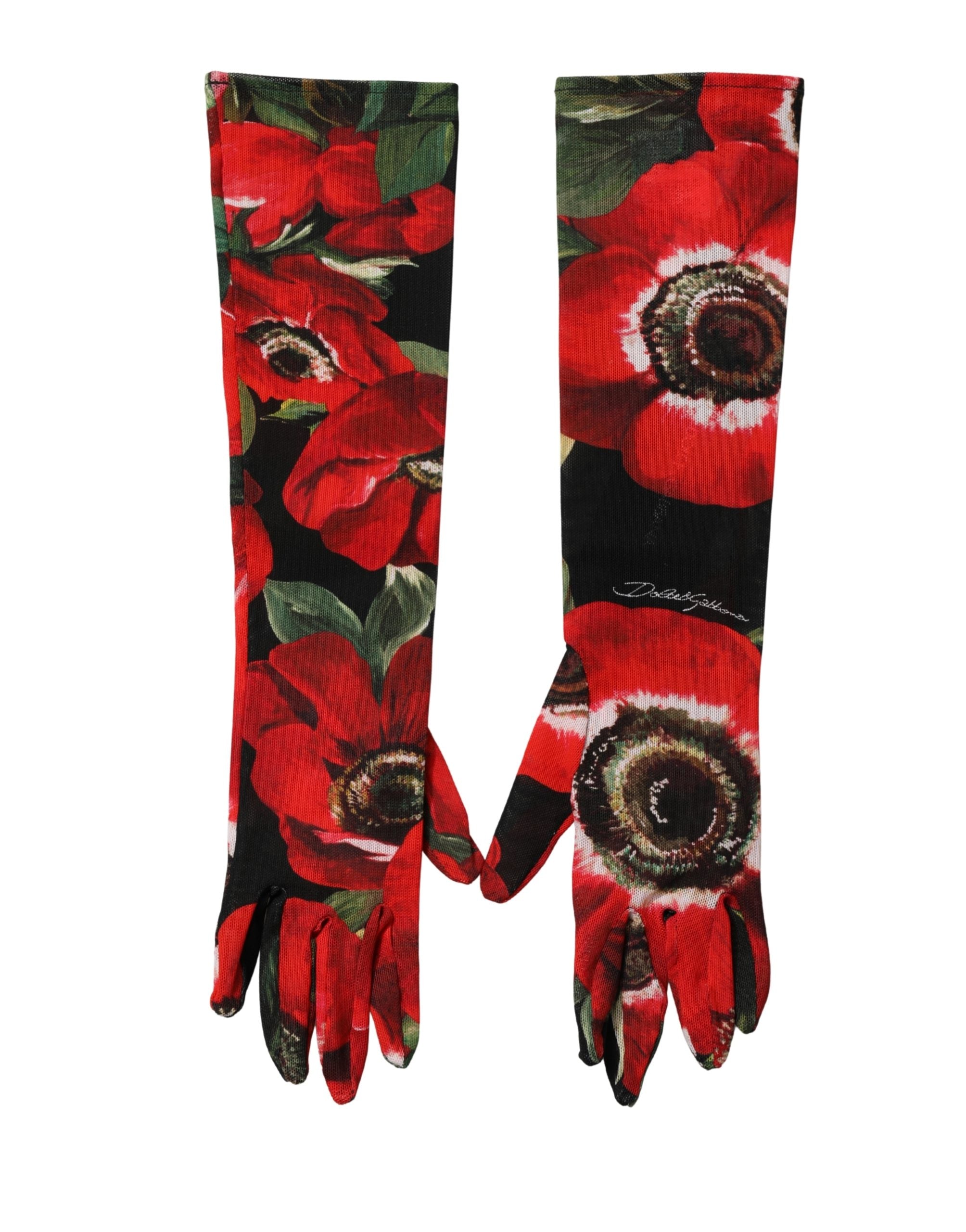 Dolce & Gabbana Multicolor Floral Print Elbow Length Women Gloves