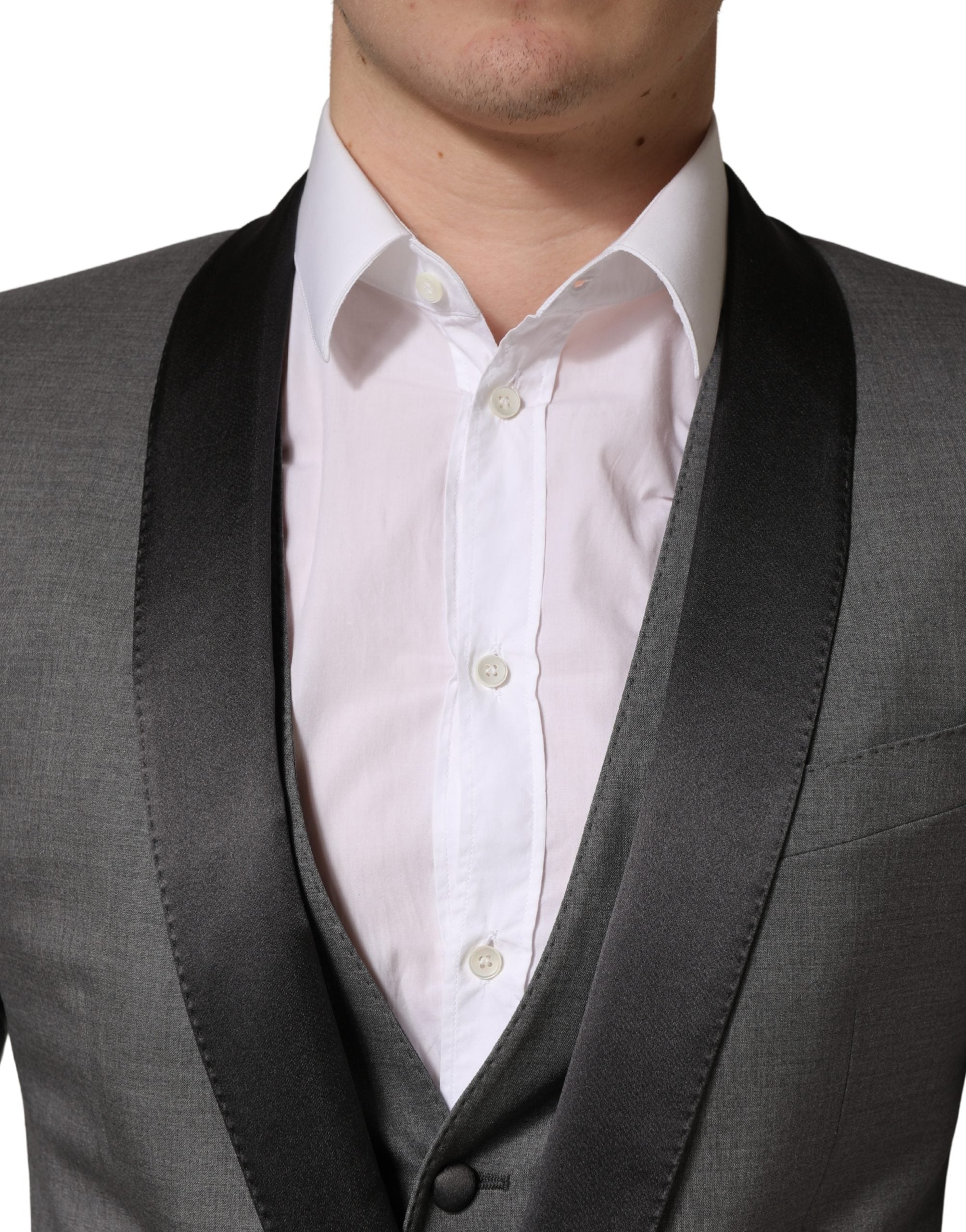 Dolce & Gabbana Gray Wool Single Breasted 1 Button 3PC Suit