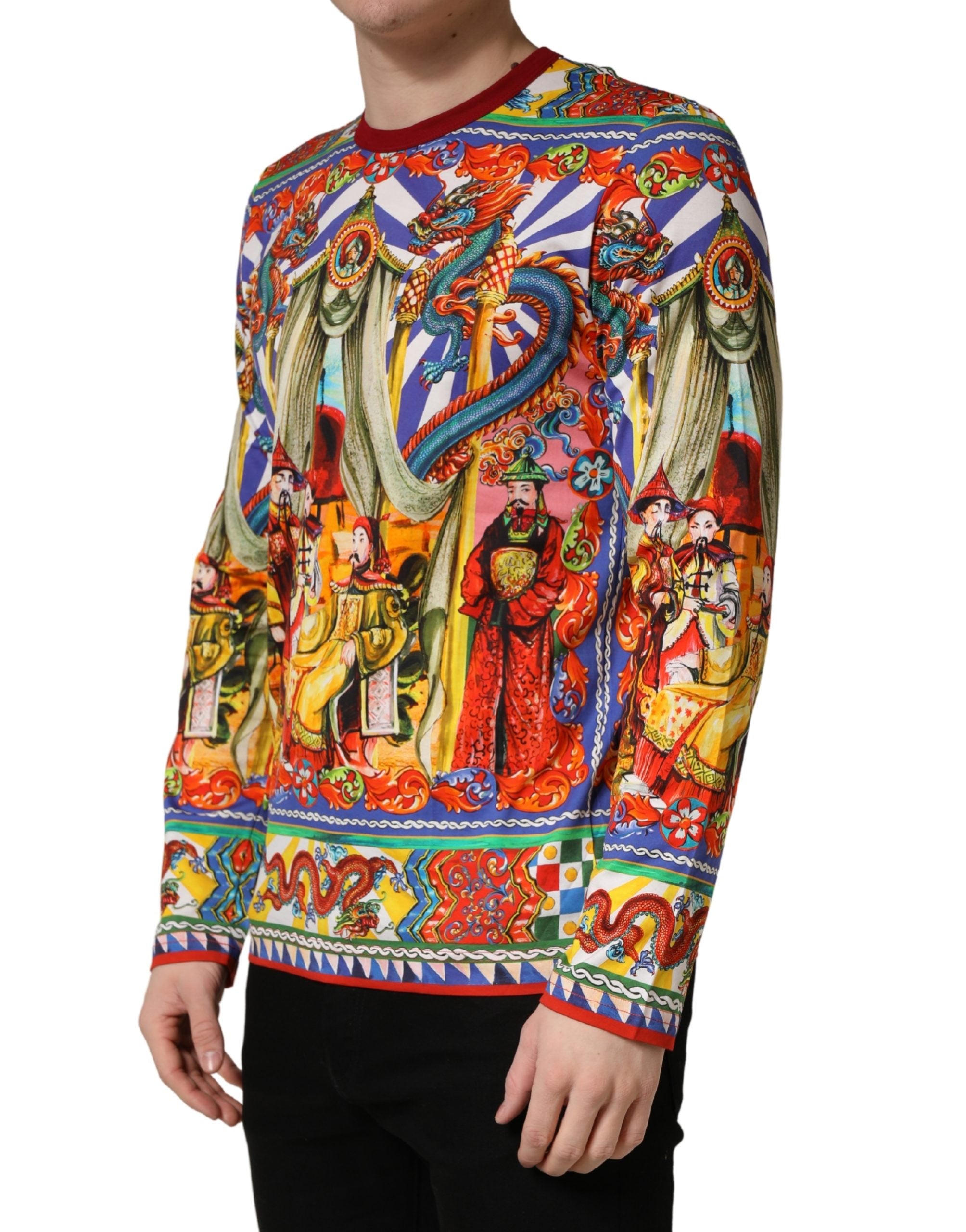 Dolce & Gabbana Multicolor Teatro Dei Pupi Men Long Sleeves T-shirt