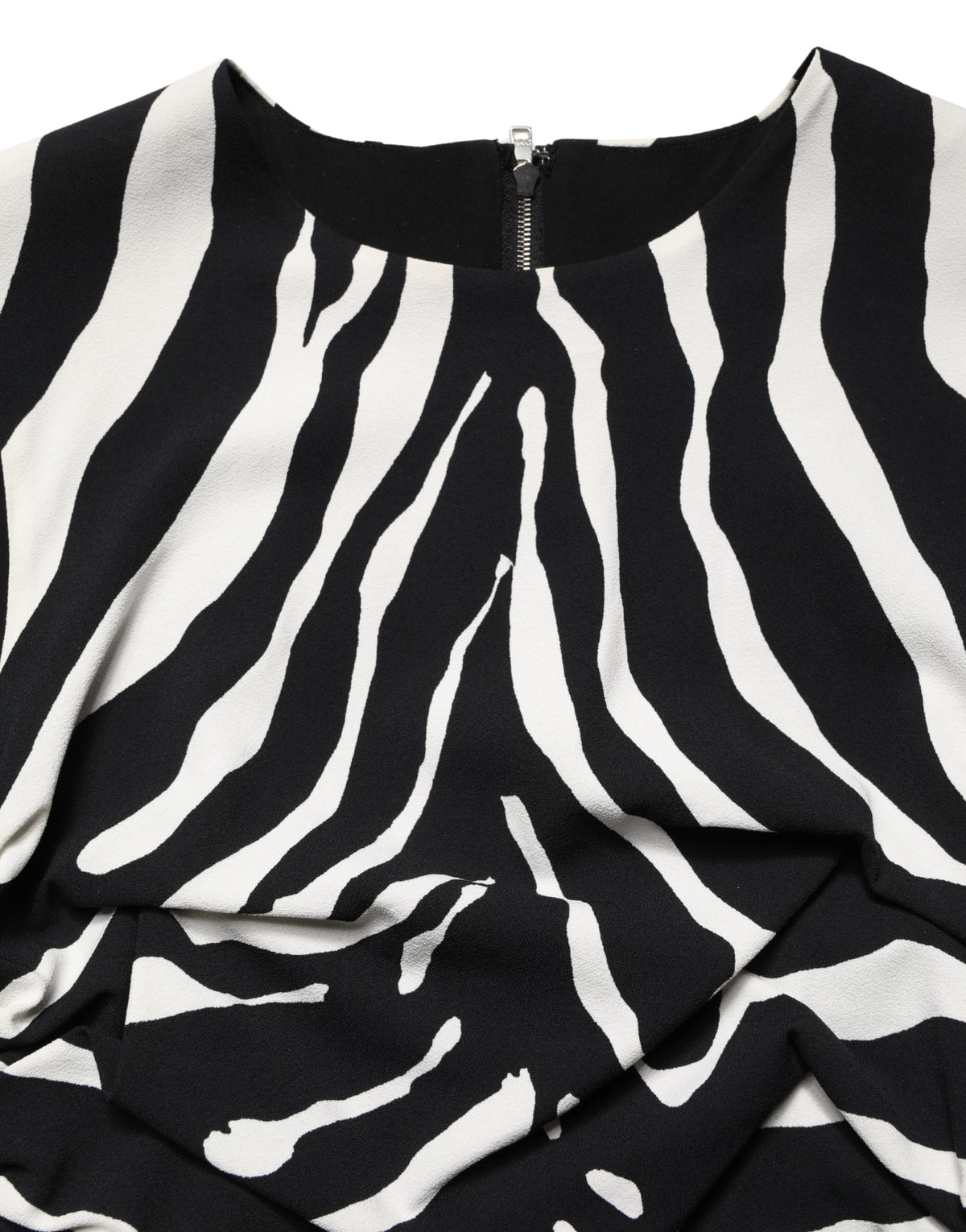 Dolce & Gabbana Black White Zebra Cady Calf Length Dress
