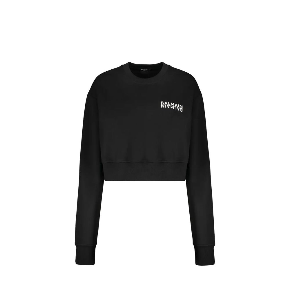 Balmain Black Cotton Sweatshirt