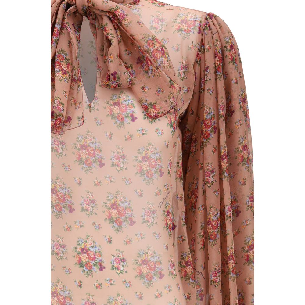 بلوزة حريرية متعددة الألوان من دولتشي آند غابانا