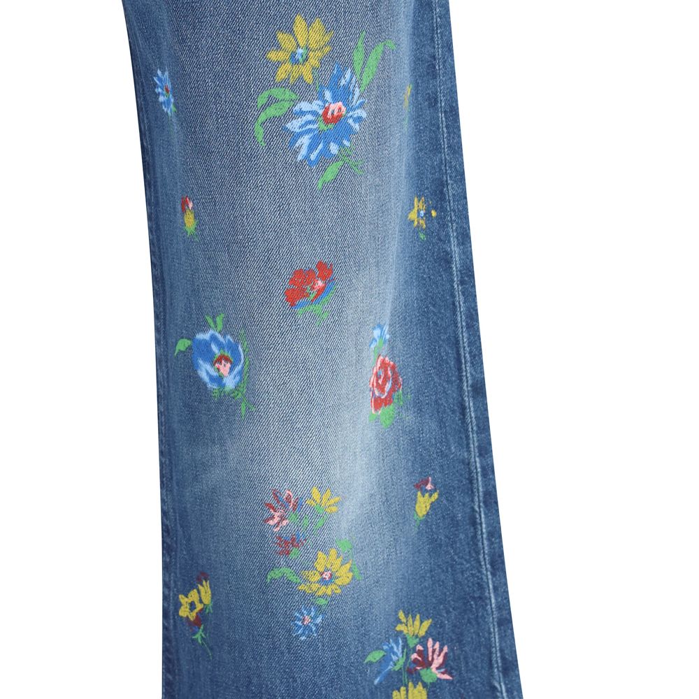 بنطلون جينز عالي الخصر من القطن الأزرق من ماركة Mother Denim