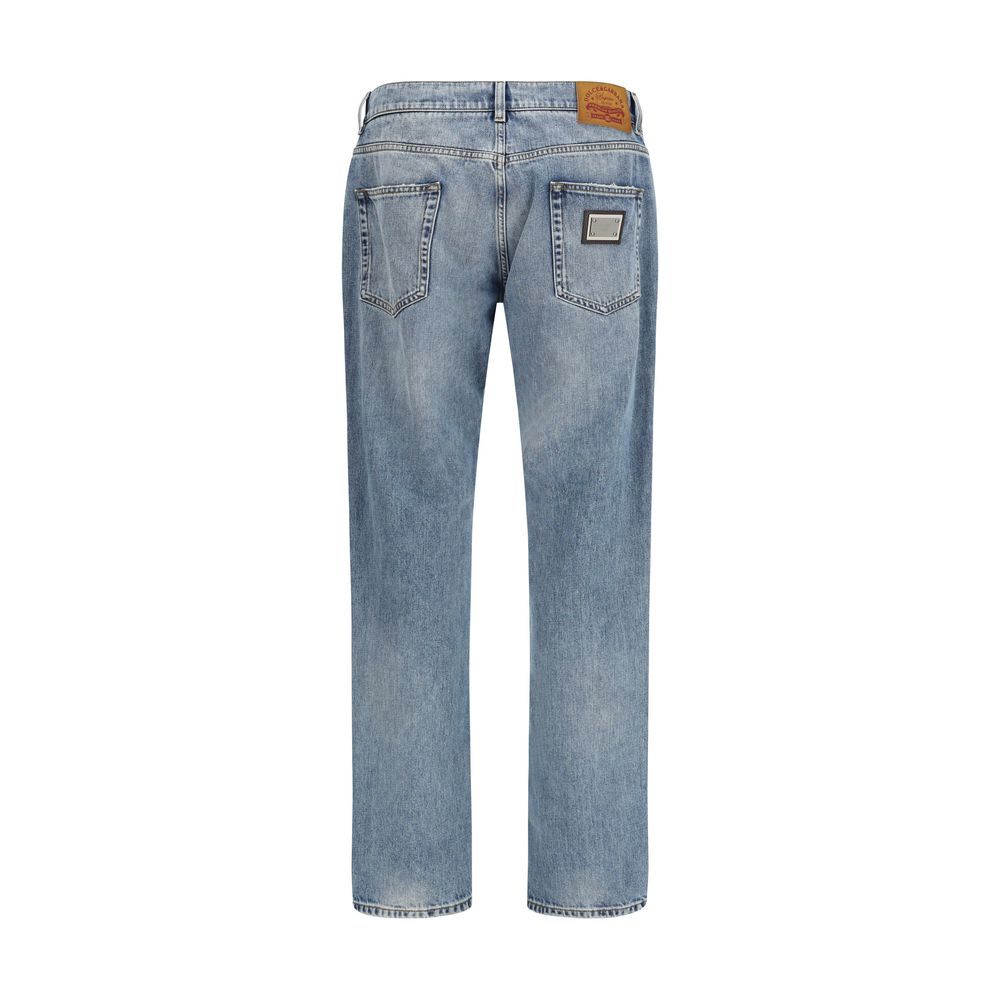 Dolce & Gabbana Blue Cotton Straight-Leg Jeans