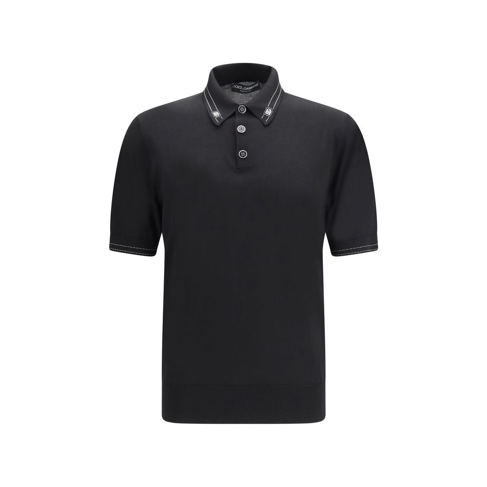 Dolce & Gabbana Black Silk Polo Shirt